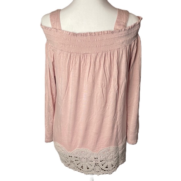 Adiva Women’s Mauve Convertible Smocked Lace Off The Shoulder Top Shirt Large - Picture 5 of 11